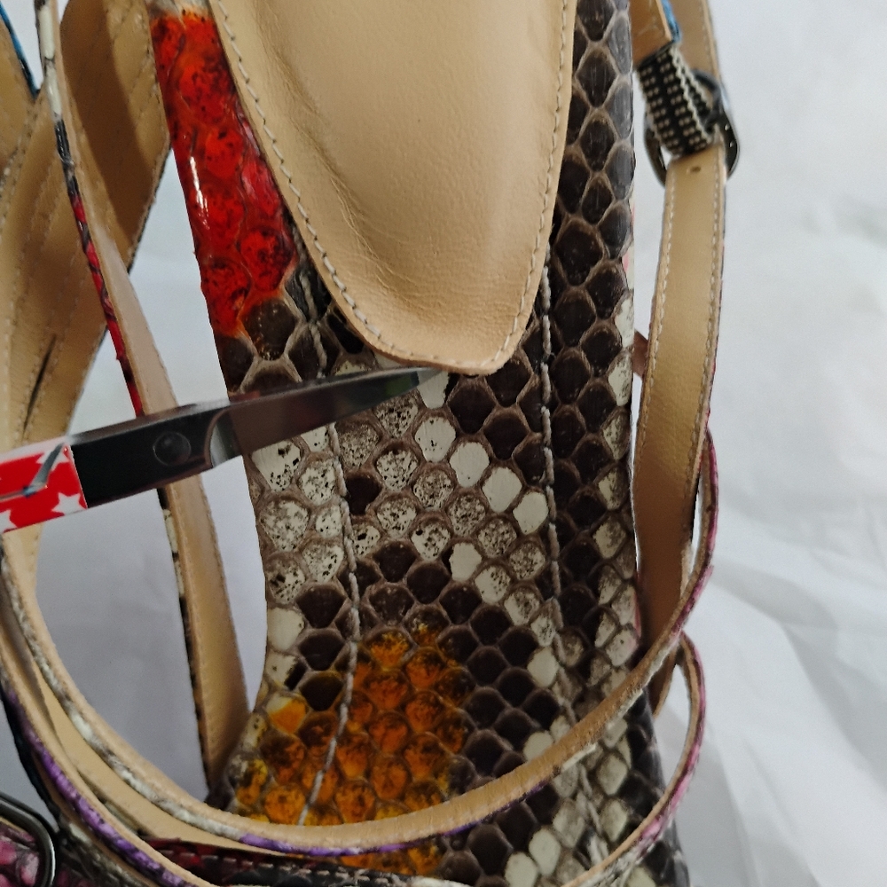 Birman Python Multicolor Heel Sandals Luxury 38.5 - image 2